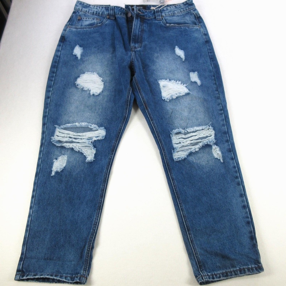 Victorious‎ Jeans Men's 34x28 Casual Distressed Loose Fit Cropped Ankle Length